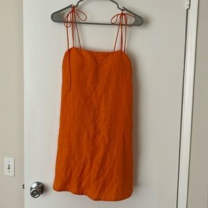Sherbert Orange linen mini dress